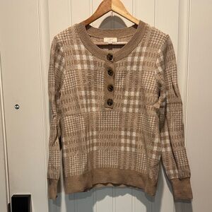 LOFT Beige Checkered Women's Sweater